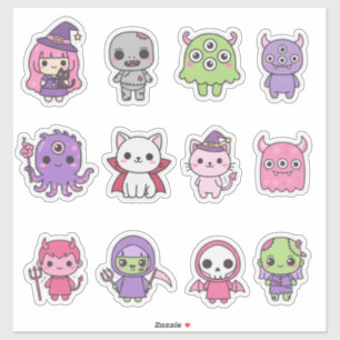 Pegatina Paquete de Stickers de Monstruos Kawaii Pastel Mas