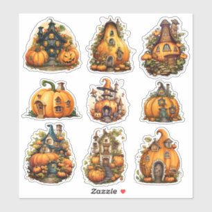 Pegatina Paquete de Stickers de Otoño Casa de Calabaza