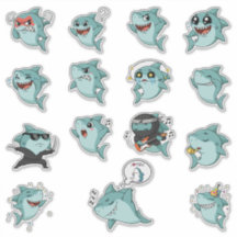Paquete de Stickers de Tiburón Emoji Adorable