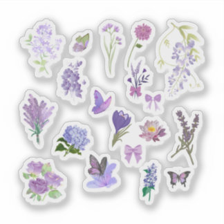 Pegatina Paquete de Stickers Florales Morados