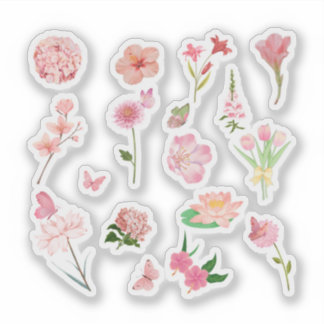 Pegatina Paquete de Stickers Florales Rosados