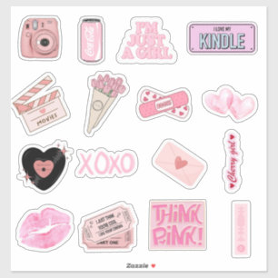 Pegatina Paquete de Stickers Rosados Estéticos Lindos