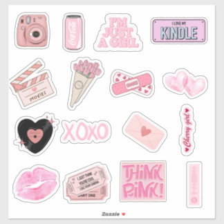 Pegatina Paquete de Stickers Rosados Estéticos Lindos