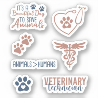 Pegatina Paquete de Técnico de Vet Veterinario Estético