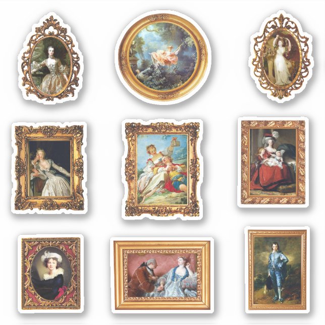 Pegatina Paquete Set de arte de Rococo famoso (Anverso)