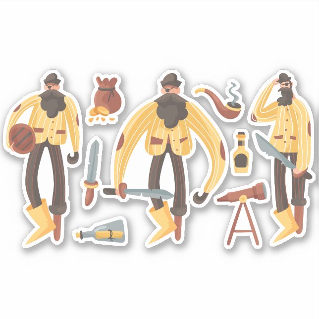 PEGATINA PAQUETE VECTOR DE PIRATES (Anverso)