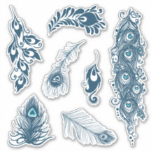 Paquetes de pavo real azules estilizados Vinyl