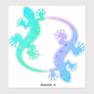 Pegatina Par de geckos Aqua Morado Verde Azul Vinilo person