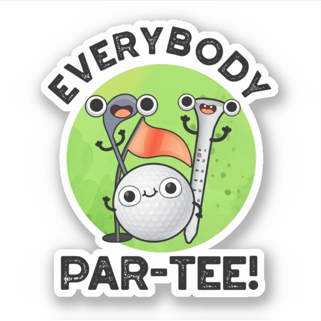 Pegatina Par-tee Funny Golf Pun (Anverso)