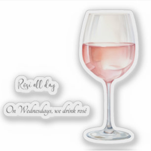 Pegatina para amante del vino Rosé con frases dive
