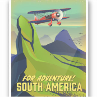 Pegatina Para aventura, cartel de viaje de Sudamérica