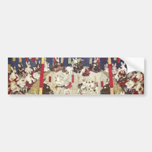 Pegatina Para Coche 兎 の 相 撲, 芳 藤 Conejos de sumo, Yoshifuji, Ukiyo-e
