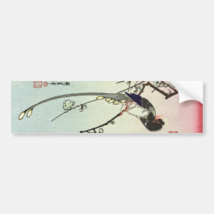 Pegatina Para Coche 梅に尾長鳥, 広重 Plum Tree and Bird, Hiroshige, Ukiyo-e