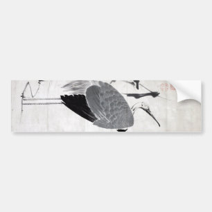 Pegatina Para Coche 鶴 図, 若 冲 Crane, Jakuchu, Japón Art