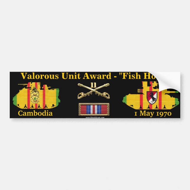 Pegatina Para Coche 11mo Unidad valerosa del ACR - Camboya "gancho de (Frente)