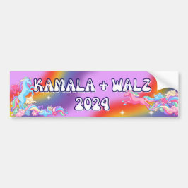 Pegatina Para Coche 2024 Kamala y Walz Bumper Sticker Unicorn