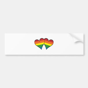 Pegatina Para Coche 2 corazones del arco iris