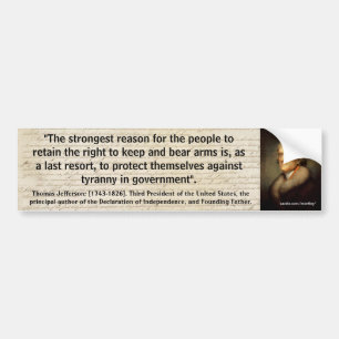 Pegatina Para Coche 2da ENMIENDA QUOTE_01 de THOMAS JEFFERSON