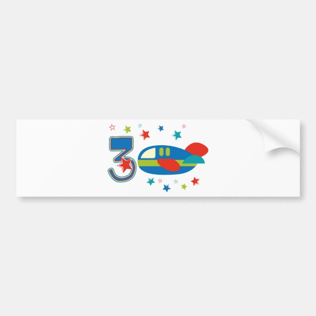 Pegatina Para Coche 3.ᵉʳ avión de cumpleaños (Frente)