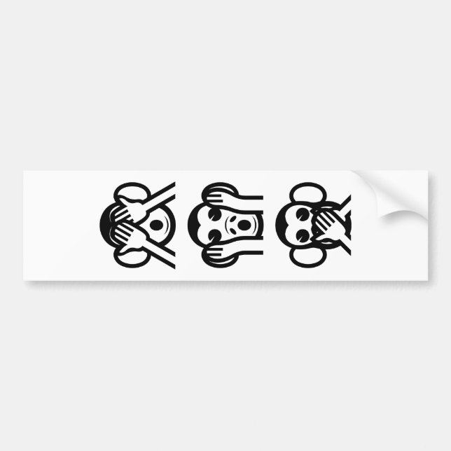 Pegatina Para Coche 3 Emoji de monos sabios (Frente)