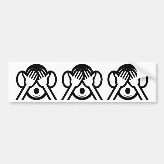 Pegatina Para Coche 3 Monos Sabios Mizaru 見 ざ る Vean NINGUNA Emoji Mal (Frente)