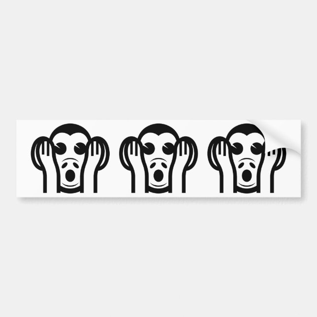 Pegatina Para Coche 3 Wise Monkeys Kikazaru 聞かざる Hear NO Evil Emoji (Frente)
