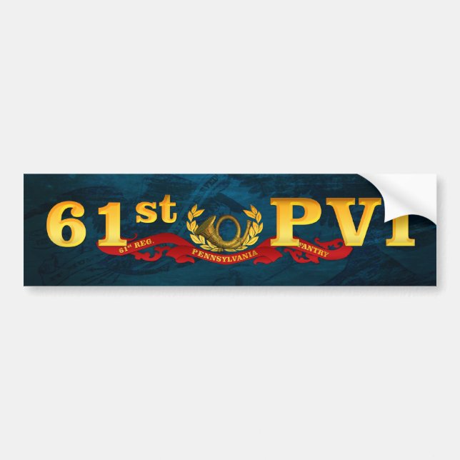 Pegatina Para Coche 61.o Bumpersticker del azul de PVI (Frente)