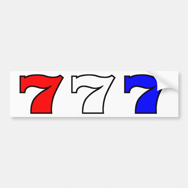 Pegatina Para Coche 777 blancos rojos y azules (Frente)