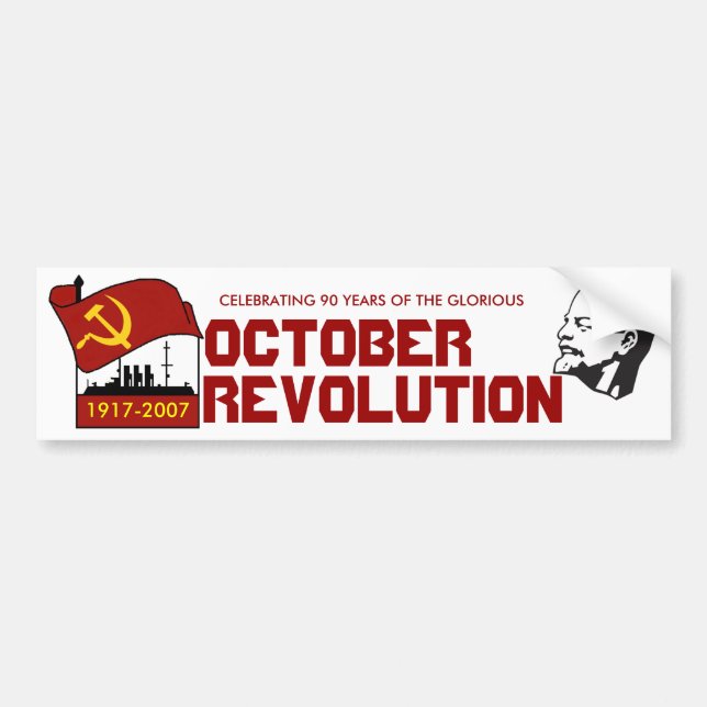 PEGATINA PARA COCHE 90 AÑOS DE REVOLUCIÓN DE OCTUBRE (Frente)