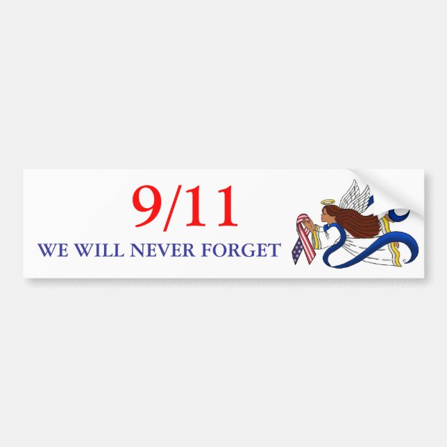 Pegatina Para Coche 9/11 cinta conmemorativa, ángel étnico (Frente)