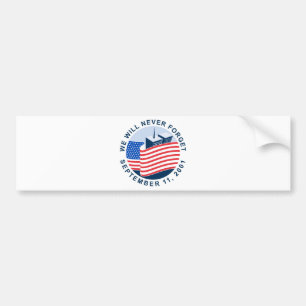 Pegatina Para Coche 9/11 monumento con la bandera americana y las