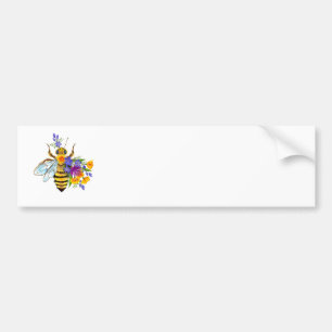 Pegatina Para Coche Abeja de flor con plantas silvestres