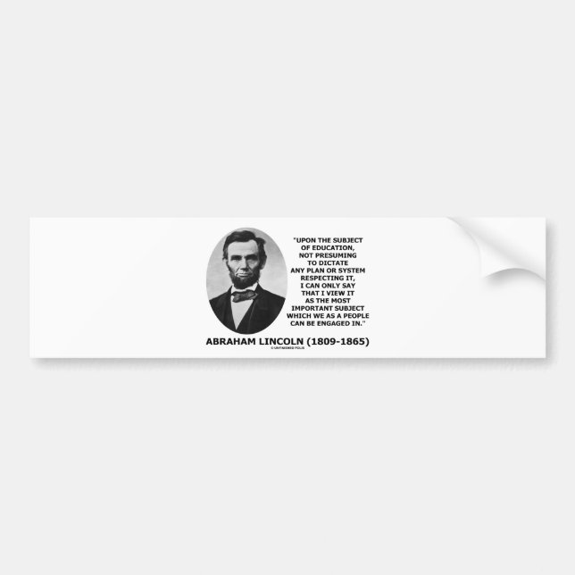 Pegatina Para Coche Abraham Lincoln sobre el tema de la educación (Frente)