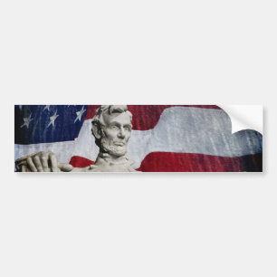 Pegatina Para Coche Abraham Lincoln y la bandera