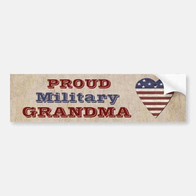 Pegatina Para Coche Abuela militar orgullosa con el corazón patriótico (Frente)