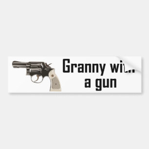 Pegatina Para Coche Abuelita con un arma