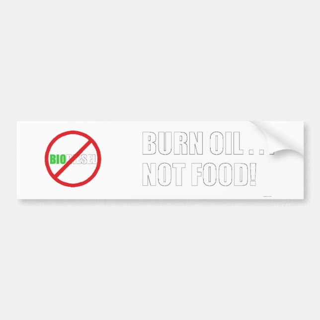 Pegatina Para Coche Aceite de la quemadura…. ¡No comida! (Frente)