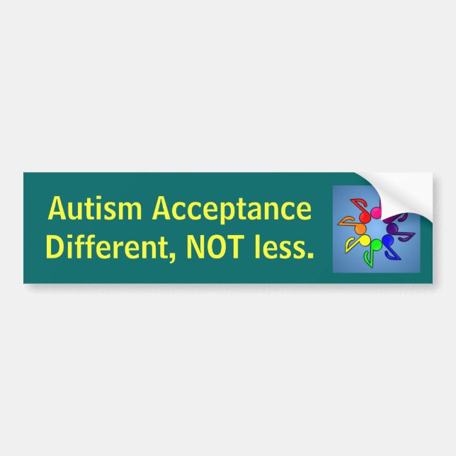 Pegatina Para Coche Aceptación diferente, NO menos del autismo (Frente)