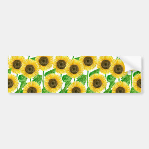 Pegatina Para Coche acuarela de girasoles