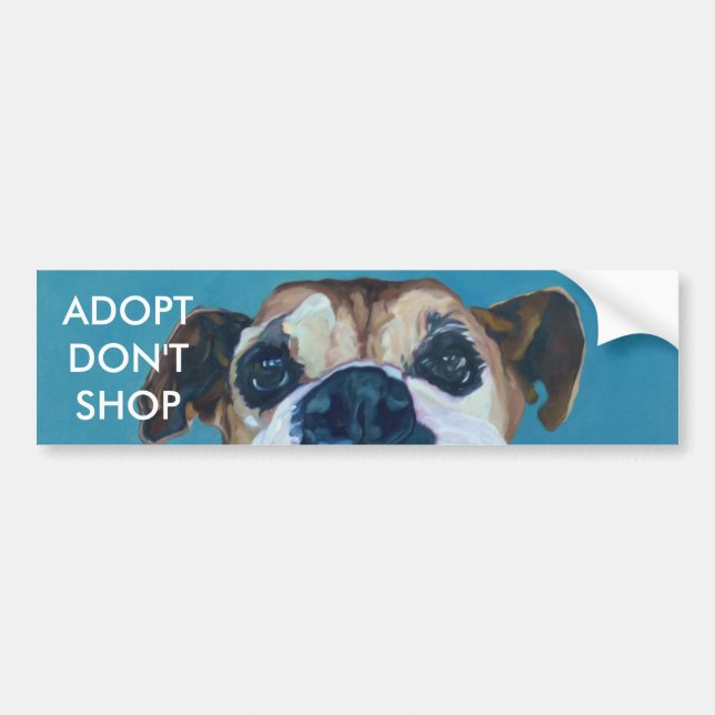 Pegatina Para Coche ADOPT NO HACE COMPRAS perro del boxeador de la (Frente)