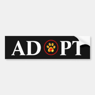 Pegatina Para Coche Adopta caligrafía con pata de mascota y corazones 