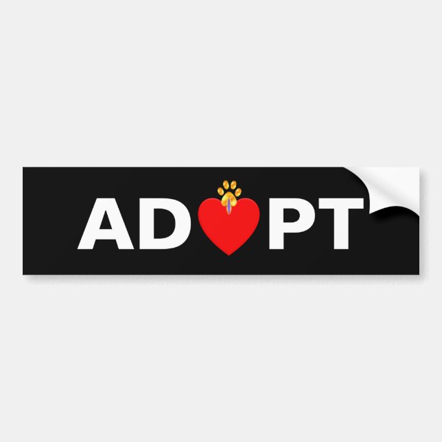 Pegatina Para Coche Adoptar Mascota Corazón y Pata (Frente)