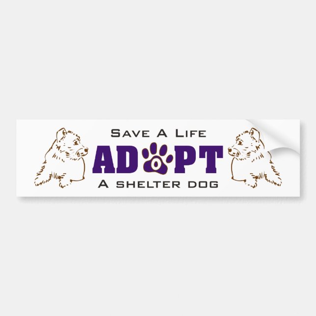 Pegatina Para Coche Adopte un perro 1 del refugio (Frente)