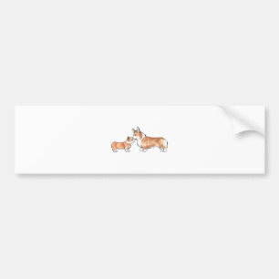 PEGATINA PARA COCHE ADULTO Y PERRITO DEL CORGI