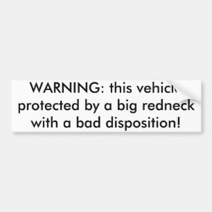 Pegatina Para Coche ADVERTENCIA: este vehículo protegido por un rednec