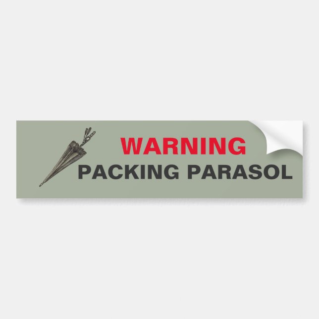 Pegatina Para Coche ADVERTENCIA: Packing Parasol Bumper Sticker (Frente)