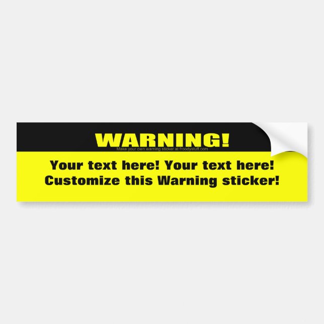 Pegatina Para Coche ¡Advertencia! (Personalizable!) (Frente)