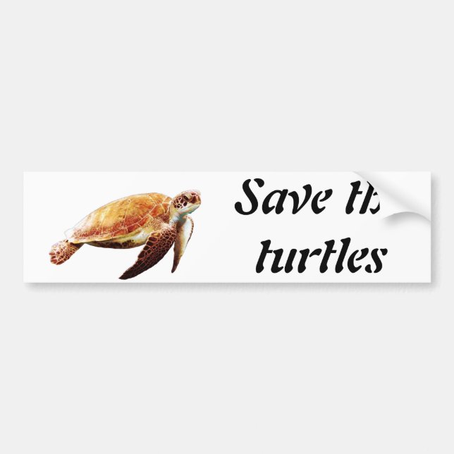 Pegatina Para Coche Ahorre las tortugas (Frente)