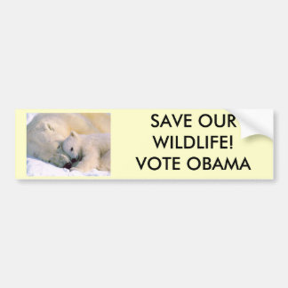 PEGATINA PARA COCHE ¡AHORRE NUESTRO VOTO OBAMA DE LA FAUNA…!