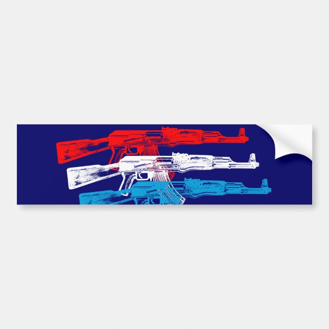 Pegatina Para Coche AK 47, rojo, blanco y azul (Frente)